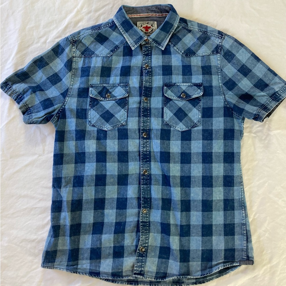 Flag & Anthem - Desert Son Vintage Western Short Sleeve Men’s Blue Shirt Size M